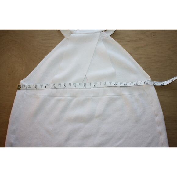 LOFT Tops Women's Small White Halter Sweater Shirt Cross back Sleeveless Summer - Picture 5 of 5